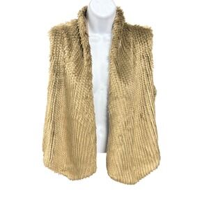 Express Faux‎ Fur Vest Sleeveless Jacket Beige Brown Small Casual Layering